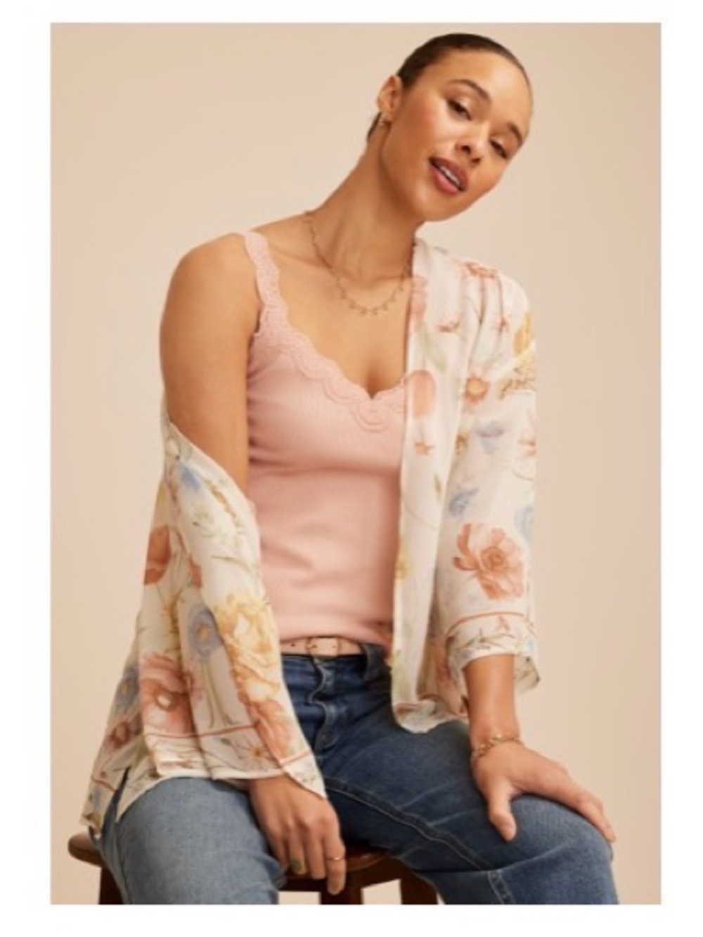 Maurices Pastel Floral Blush Pink Cami Lace tank top